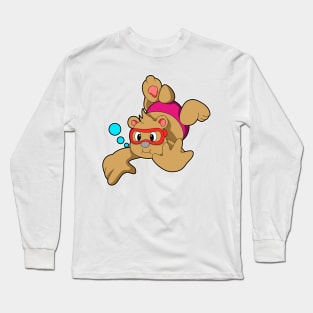 Bear at Swimming with Swimming goggles Long Sleeve T-Shirt